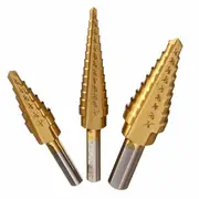 3Pcs Hss Round Shank Titanium Coated Quick Change Step Drill Bits