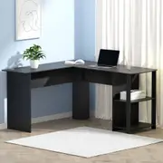 Artiss 136cm Computer Desk Home Office Desks Shelf L-Shape Black