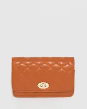Rust Eboni Quilted Crossbody Bag