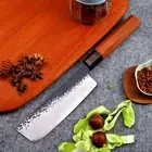 Nakiri Cleaver Kitchen Knife Chef Slicer Vegetable Forged 8Cr17Mov Steel Wood S