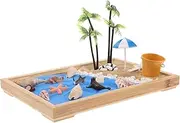 Cabilock Japanese Zen Sand Garden Box Micro Landscape Decorative Sandbox Decorative Desktop Art for Home