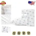 Luxury Blue Floral Cotton Percale Full Sheet Set - Lightweight & Breathable