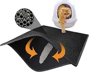 Mumoo Bear Cat Litter Mat Large 60 X 45cm Kitty Litter Trapping Mat for Litter Box Honeycomb Black Hole Design Waterproof, Urine Proof Trapper - Scatter Control, Easy Clean Rug for Litter Tray-Black