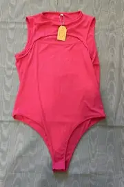 Hilinker Women's Pink Sleeveless Cutout Bodysuit Size XL•NWT
