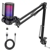 Gaming USB Microphone for PC，Podcast Microphone Kit for Streaming, Condenser