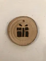 2.5” Hand Burned Pyrography Ornament “Gift”