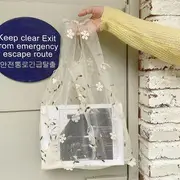 Floral Embroidered Mesh Tote Bag Yellow - One Size