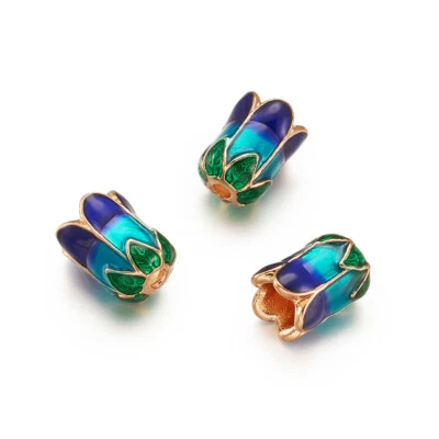 10pc Flower 5-Petal Alloy Bead Caps Loose Spacer Beads Ends Jewelry Craft 11x8mm