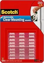 Scotch Removable Mounting Squares, Clear, 25.4mm x 25.4mm, 16-Squares (859-MED)
