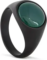 [Akitsune] Coruscent Ring, Minimalist Signet Ring with Semi-Precious Stone, Men's Ring, Stainless Steel Designer