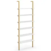Costway 6-Tier Bookcase Wall Mounted Display Bookshelf White