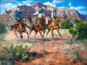 Hightailin It by Jack Sorenson Western Ceramic Tile Mural Backsplash RW-JS018