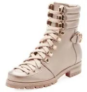 Christian Louboutin Who Runs Flat Colombe Gold Combat Hiking Ankle Boot 35.5