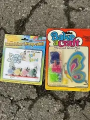 VINTAGE Bake A Craft Butterfly & Other Floral Stained Glass Suncatcher Kits