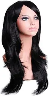 Lady Fashion 70cm Full Curly Wigs Cosplay Costume Anime Party Hair Wavy Long Wig, 11 Colors to Choose (Black)