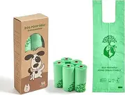 ROWNYEON Certified Compostable Dog Poop Bags, 50 Counts Extra Thick and Leak Proof Biodegradable Pet Poop Handle Tie Bags with AS4736, AS5810, ASTM D6400 and EN13432 Certified (5 Rolls)