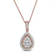 0.5 CT. T.W. Composite Natural Diamond Teardrop-Shaped Frame Pendant in 10K Rose Gold