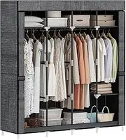 Hzuaneri Closet Wardrobe, Portable Closet for Bedroom, Clothes Storage Organizer, Clothes Rail with Non-Woven Fabric Cover, 9 Compartments, 67 x 16.5 x 66 Inches, Black WC31899BK