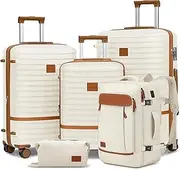 [Joyway] Carry on Luggage Sets, White, 5 piece set, Hardside Expandable Travel Laggage With Tsa Lock