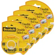 5 Pack Scotch 136 Permanent Double Sided Tape 12.7mmx6.3m Dispenser