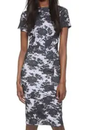 McQ Alexander McQueen Short Sleeve Floral Trompe l'Oeil Jersey Dress Size S NWT