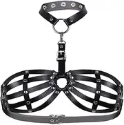 [Generic] plus Size Lingerie Sexy under 10 Black Cage Leather Bondage Body Womens Pajamas Sexy