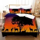 3D Cartoon Animals Tree Grass Black Quilt Cover Set Bedding Sets Pillowcases 64