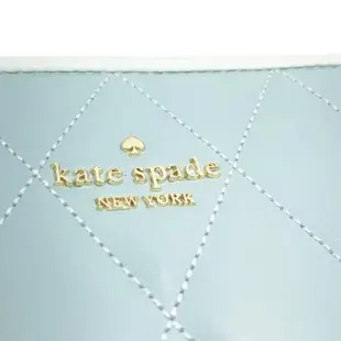 【KATE SPADE】小香風絎縫菱格紋釦式皮夾中夾 鼠尾草綠(KF466-WGE)