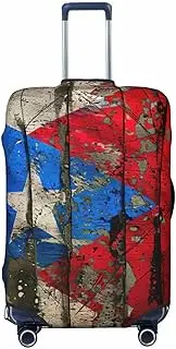 [CADREWY] puerto rico wallpaper flag Print Travel Suitcase Cover Luggage Protector with Elastic Anti Scratch for Carry On, Black, Medium