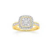 9ct Diamond Cushion Shape Ring