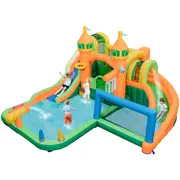 Babyjoy Kids Bounce House Inflatable Water Slide Park Jumping Trampoline Castle w/Slides & Water Gun NO Blower