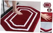 Extra Thick Bath Linen Sets Rugs - Anti-Slip Bath Mats Soft 17"×27" White/Red