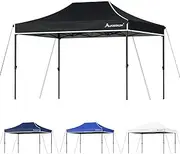 ALFORDSON Gazebo Marquee 3 x 4.5m High Adjustable with Pegs & Ropes, Pop-up Canopy with 420D Fabric Roof and Carry Bag, Camping Shade with Steel Frame for Wedding Party, Fabric Pavilion, Black