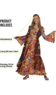Morph Costume Long Hippie 70s Women Small Halloween Cosplay