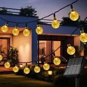 Flechllary Solar String Lights for Outside Crystal Globe Lights with 8 Modes ...