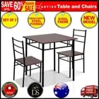 Artiss Metal Table and Chairs - Walnut & Black