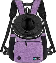 PetAmi Front Carrier Backpack for Dogs and Cats, Adjustable Ventilated Pet Chest Carrier for Hiking Camping Travel, Small Medium Dog Puppy Large Cat Carrying Bag, Max 15 lbs, Purple