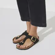 New Womens BIRKENSTOCK GIZEH BIG BUCKLE Regular 1024019 NUBUCK BLACK EU 36-42