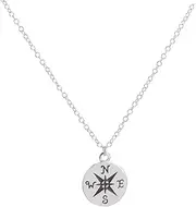 [Beavorty] Compass Necklace Clavicle Chain Small Pendant Necklace Simple Neck Chain Necklace Compass Pendant Chain Necklaces for Women Clavicle Pendant Stainless Steel Silver