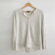 NWT Sanctuary - Heather sand split neck sweater chiffon hem, M