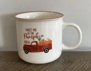 Perfect Harvest White Mug Cup "Meet Me At The Pumpkin Patch” Truck 18oz