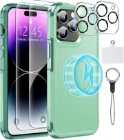 MOZOTER Magnetic for iPhone 14 Pro Max Case(Mint Green)Heavy Duty Shockproof 6.7