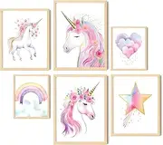EXCOOL CLUB Baby Girl Nursery Wall Decor - Little Girls Wall Decor for Bedroom, Gold Pink Nursery Decor, Blush Rainbow Wall Art Prints, Cloud Star Nursery Posters for Kids Room Decoration (UNFRAMED)