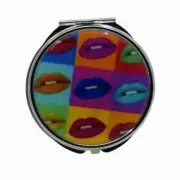 Pop Art, Lips, Large Pill Box, Mirror, Three Sectioned Pill Case
