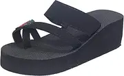 [Generic] Womens Platform Flip Flops Size 10 Wedge Fashion Flip Slippers Color Women's Diamond Flops Casual Women's Slipper Flip Flops for Women Size 8 Wedge (Black, 40)
