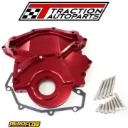 Aeroflow Holden 253-304-308 Billet Timing Cover Accepts Mech Fuel Pump - Red