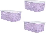 SEWACC 3pcs Box Small Storage Boxes Lids Plastic Storage Containers for Home Decor Stackable Baskets for Organizing (pp Plastic)