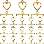 SOFPLATE 1 Box 120 Sets Heart Toggle Clasp Gold Toggle Clasp Bulk OT End Metal Alloy Glossy Plain T Bar Closure Chain Connector Clasp for Jewelry Making Bracelets Necklaces DIY Crafts Adults Beginner