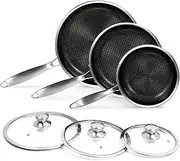 Innerwell Stainless Steel Non Stick Frying pan 20+24+28 CM with Lid