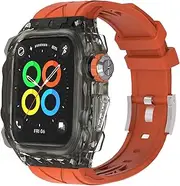 Case with Band Compatible for APPLE WATCH SERIES 9 8 7 45mm/6 5 4 SE 44mm Rugged Men/Women Luxury Transparent Protective Rugged Case Fully Wrapped Lightweight Rugged.